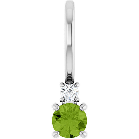 14K Gold Round Natural Peridot Accented Pendant - White Gold