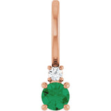 14K Gold Round Lab-Grown Emerald Accented Pendant – up to 0.015 CTW - Rose Gold