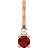 14K Gold Round Natural Mozambique Garnet Accented Pendant - Rose Gold