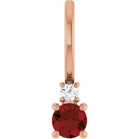 14K Gold Round Natural Mozambique Garnet Accented Pendant - Rose Gold