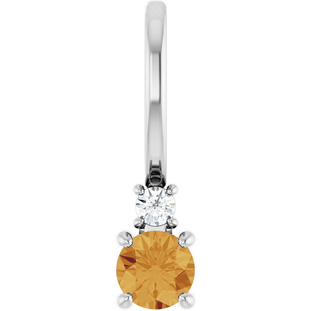 Platinum Round Natural Citrine Accented Pendant