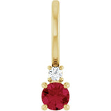 14K Gold Round Lab-Grown Ruby Accented Pendant – up to 0.015 CTW - Yellow Gold