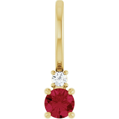 14K Gold Round Lab-Grown Ruby Accented Pendant – up to 0.015 CTW - Yellow Gold