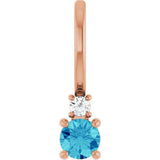 14K Gold Round Natural Blue Zircon Accented Pendant - Rose Gold