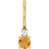 14K Gold Round Natural Citrine Accented Pendant - Yellow Gold