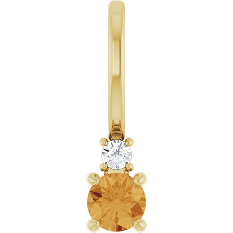 14K Gold Round Natural Citrine Accented Pendant - Yellow Gold