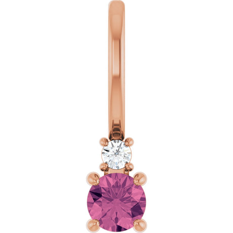 14K Gold Round Natural Pink Tourmaline Accented Pendant - Rose Gold