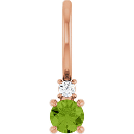 14K Gold Round Natural Peridot Accented Pendant - Rose Gold