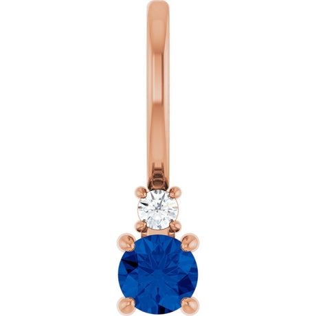 14K Gold Round Natural Blue Sapphire Accented Pendant - Rose Gold