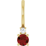 14K Gold Round Natural Mozambique Garnet Accented Pendant - Yellow Gold