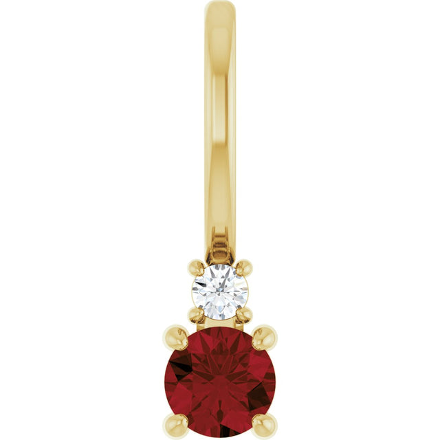 14K Gold Round Natural Mozambique Garnet Accented Pendant - Yellow Gold