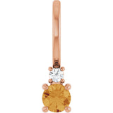 14K Gold Round Natural Citrine Accented Pendant - Rose Gold