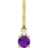 14K Gold Round Natural Amethyst Accented Pendant - Yellow Gold