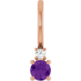 14K Gold Round Natural Amethyst Accented Pendant - Rose Gold
