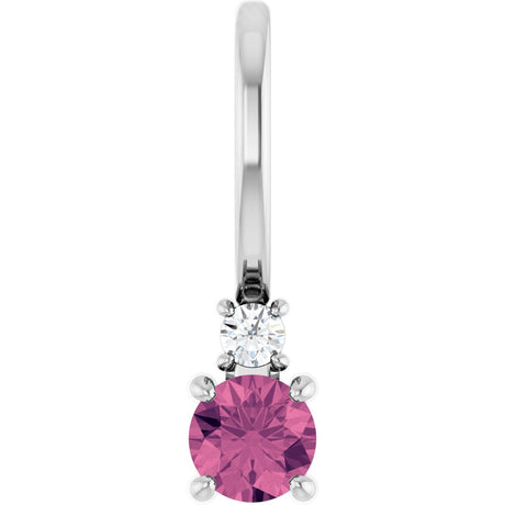 Platinum Round Natural Pink Tourmaline Accented Pendant