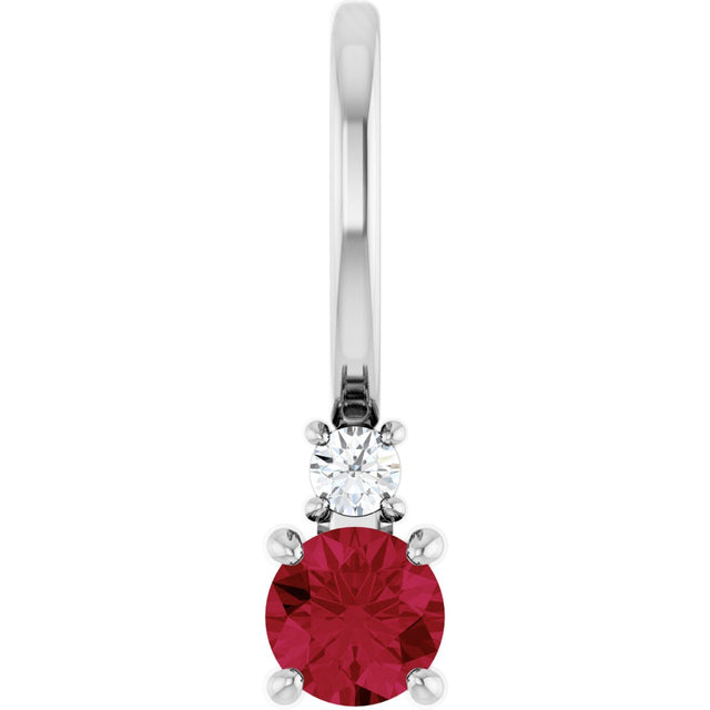14K Gold Round Natural Ruby Accented Pendant - White Gold