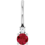 Platinum Round Lab-Grown Ruby Accented Pendant – up to 0.015 CTW