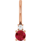 14K Gold Round Natural Ruby Accented Pendant - Rose Gold