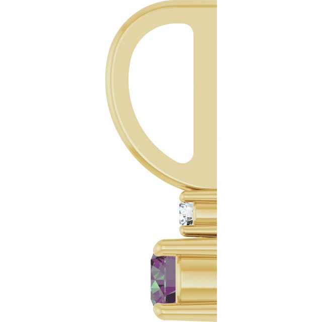 14K Gold Round Lab-Grown Alexandrite Accented Pendant - Yellow Gold - view 3