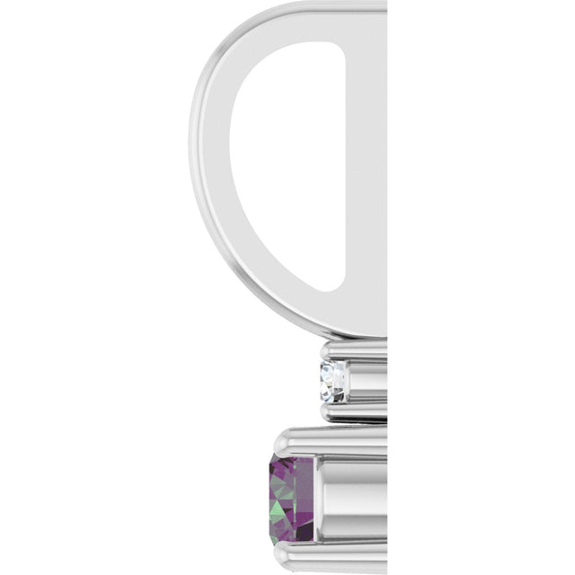 Platinum Round Natural Alexandrite Accented Pendant - view 3