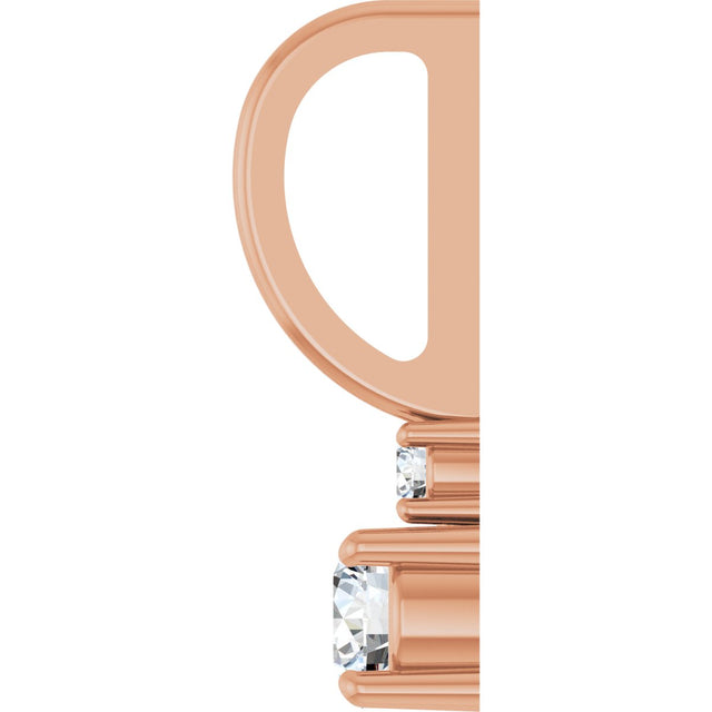 14K Gold Round Natural White Sapphire Accented Pendant - Rose Gold - view 3