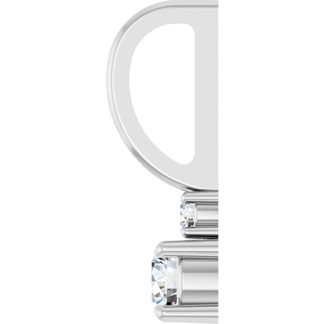 14K Gold Round Natural White Sapphire Accented Pendant - White Gold - view 3