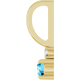 14K Gold Round Natural Aquamarine Accented Pendant - Yellow Gold - view 3