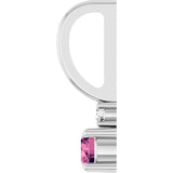 14K Gold Round Natural Pink Tourmaline Accented Pendant - White Gold - view 3