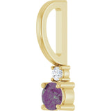 14K Gold Round Natural Alexandrite Accented Pendant - Yellow Gold - view 2