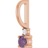 14K Gold Round Natural Alexandrite Accented Pendant - Rose Gold - view 2