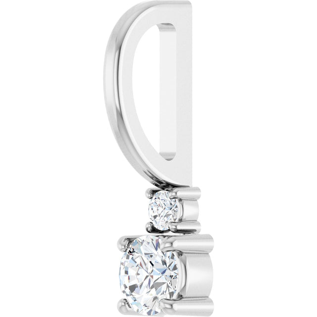 14K Gold Round Natural White Sapphire Accented Pendant - White Gold - view 2