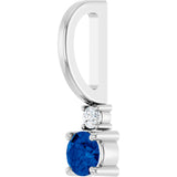 Platinum Round Natural Blue Sapphire Accented Pendant - view 2
