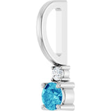 Platinum Round Natural Blue Zircon Accented Pendant - view 2