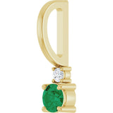 14K Gold Round Natural Emerald Accented Pendant - Yellow Gold - view 2