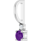 Platinum Round Natural Amethyst Accented Pendant - view 2