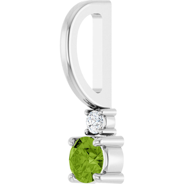 Platinum Round Natural Peridot Accented Pendant - view 2