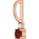14K Gold Round Natural Mozambique Garnet Accented Pendant - Rose Gold - view 2