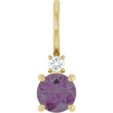 14K Gold Round Lab-Grown Alexandrite Accented Pendant - Yellow Gold