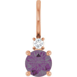 14K Gold Round Lab-Grown Alexandrite Accented Pendant - Rose Gold