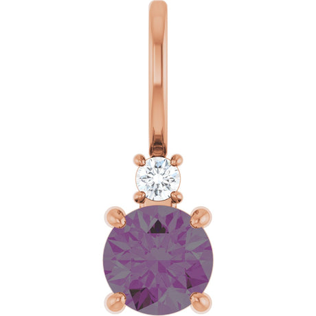 14K Gold Round Lab-Grown Alexandrite Accented Pendant - Rose Gold