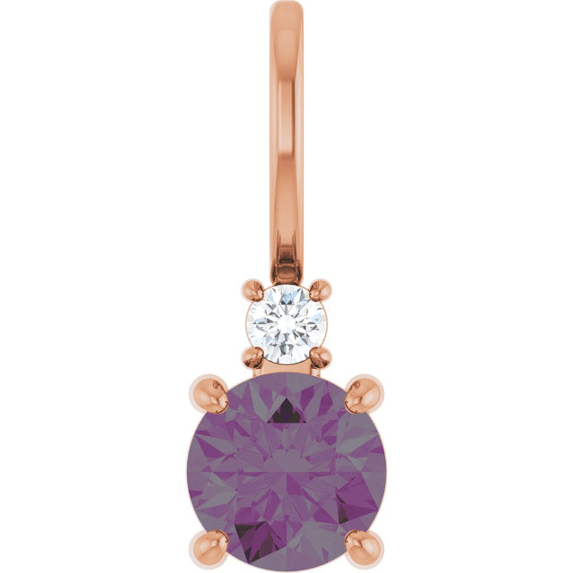 14K Gold Round Lab-Grown Alexandrite Accented Pendant - Rose Gold