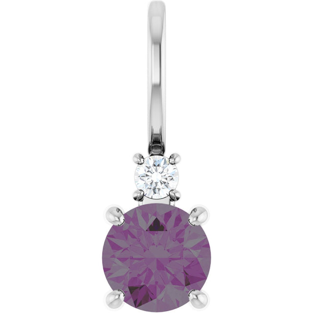 Platinum Round Lab-Grown Alexandrite Accented Pendant