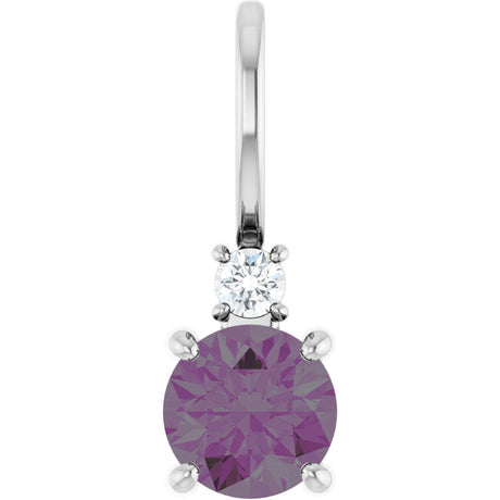14K Gold Round Lab-Grown Alexandrite Accented Pendant - White Gold