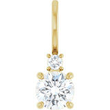 14K Gold Round Natural White Sapphire Accented Pendant - Yellow Gold
