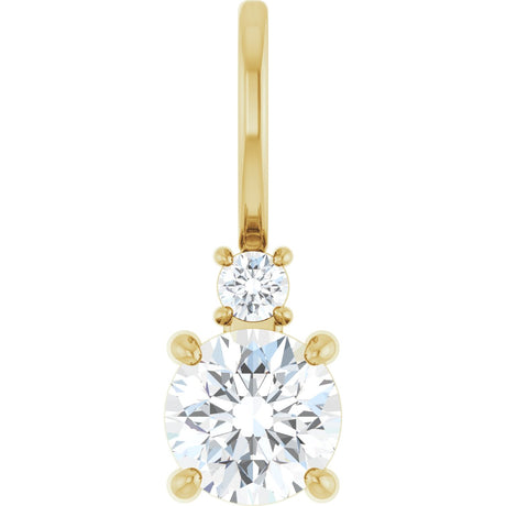 14K Gold Round Natural White Sapphire Accented Pendant - Yellow Gold