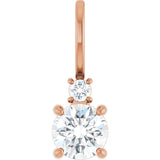 14K Gold Round Natural White Sapphire Accented Pendant - Rose Gold