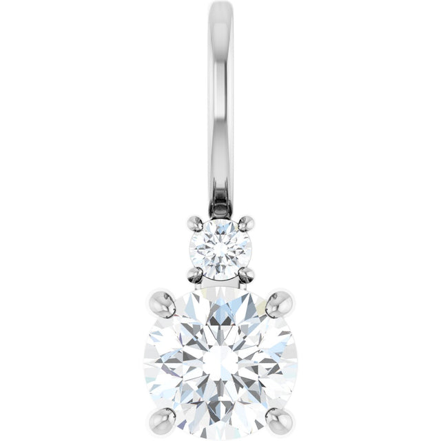 14K Gold Round Natural White Sapphire Accented Pendant - White Gold