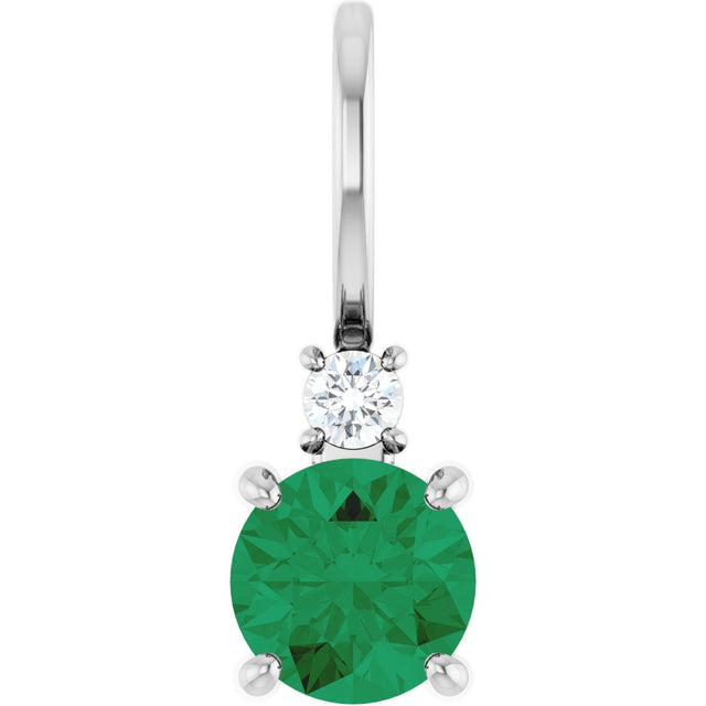 Platinum Round Lab-Grown Emerald Accented Pendant – up to 0.015 CTW
