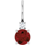 14K Gold Round Natural Mozambique Garnet Accented Pendant - White Gold