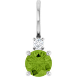 Platinum Round Natural Peridot Accented Pendant